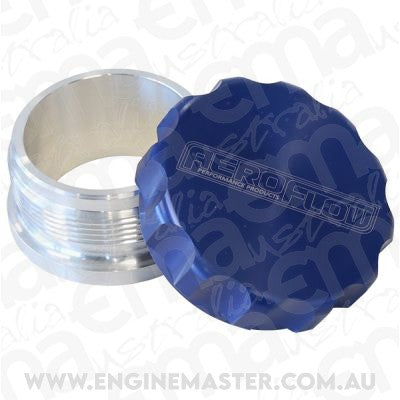 Aeroflow AF460-48BL 3" Alum Weld Bung & Cap Raw Weld On / Blue Cap