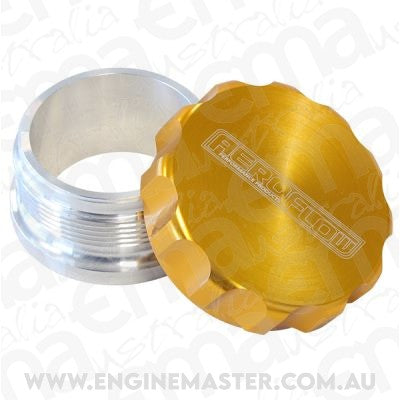 Aeroflow AF460-48G 3" Alum Weld Bung & Cap Raw Weld On / Gold Cap