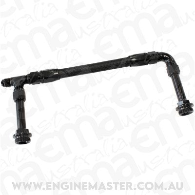 Aeroflow AF160-06-2BLK Holley Dual Inlet Rail -6AN Black Suit 2x Metering Blocks