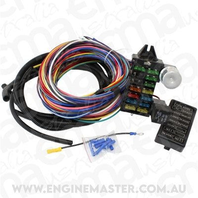 Aeroflow AF49-1501 12 Circuit Universalersal Wiring Harness 14 Fuse 12V