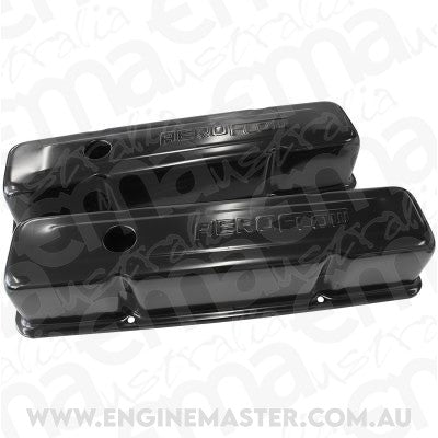 Aeroflow AF1822-5000 Chev 283-350 SBC Valve Cover Tall Black with Aeroflow Logo