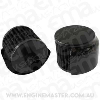 Aeroflow AF2271-1520 1" Push In Breather W/ Shield3" O.D 2-1/2" H Black Top