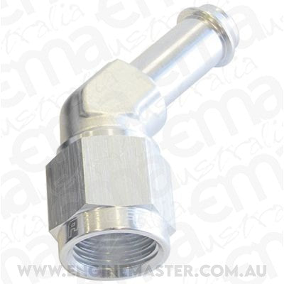 Aeroflow Performance Products AF412-06-05S Female -6AN 45Deg to 5/16" Barb Silver Swivel Nut