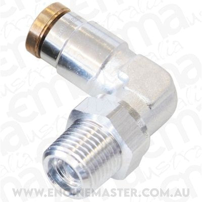 Aeroflow Performance Products AF123-02S 1/8" NPT 90 Degree to 3/16" 120 Series Nylon Silve Fitting
