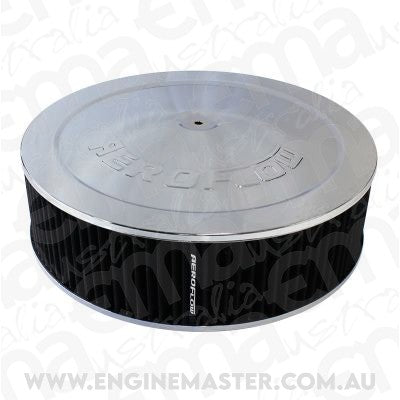 Aeroflow AF2851-1290 14" x 4" Air Cleaner Assembly 5-1/8" Dropbase Chrome Cotton