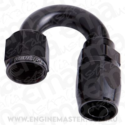 Aeroflow 100 & 450 series braided hose Alloy 180 Deg End -20AN Black Cutter Style Full Swivel Aeroflow Performance Products AF506-20BLK