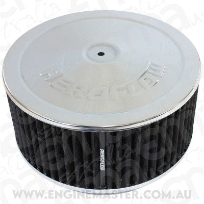 Aeroflow AF2851-1364 9" x 4" Air Cleaner Assembly 7-5/16" Neck Chrome Cotton