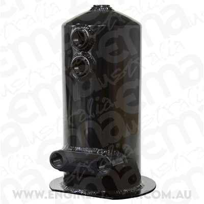 Aeroflow AF49-1024BLK Surge Tank 2.5L Spun Alloy Dual Feed Option 4 x -8ORB