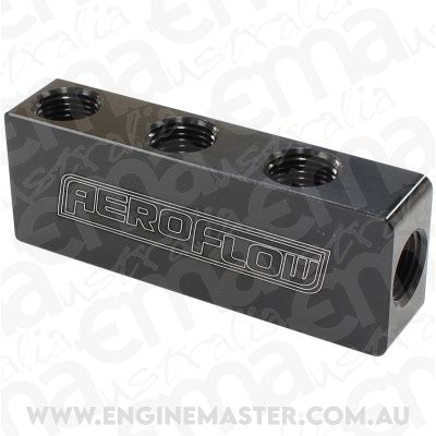 Aeroflow AF456-01-06BLK Compact Distribution Block 1 In 6 Out All Port S 1/8" NPT