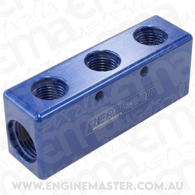 Aeroflow AF456-08-06 3x -6ORB 2x -8ORB Distribution Block Blue Compact Style