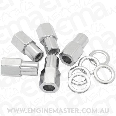 Aeroflow AF3036-7000 0.750" Shank Open Chrome Wheel Nuts - M12 x 1.50mm Pack of 5, Washer Seat with Shank