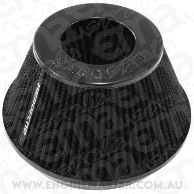 Aeroflow AF2711-1009 6" Clamp-On Tapered Filter 7.6 / 4.7" O.D 4" High Black
