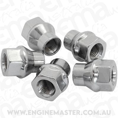 Aeroflow AF3032-4000 Conical ET Style Open Chrome Wheel Nuts - 1/2-20" Pack of 5, 60 Degree Taper with 0.300" Shank