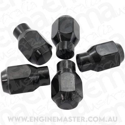 Aeroflow AF3021-4000 Conical ET Style Closed Black Wheel Nuts - 7/16-20" Pack of 5 60 Degree Taper with 0.300" Shank