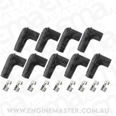 Aeroflow AF4030-8850 9 x Spark Plug Boots Terminals90 Deg. 9 Boots & 9 Terminals