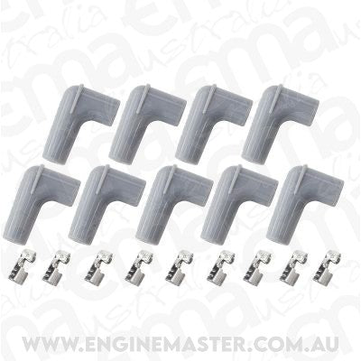 Aeroflow AF4530-8850 9 x Spark Plug Boots Terminals 90 Deg. 9 Boots & 9 Terminals