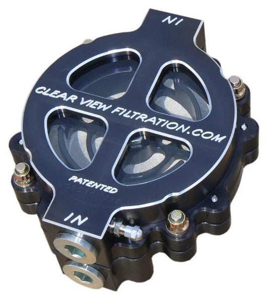 Clear View Filtration CV100-60-B 6" Hi-Flow See Through Oil Filter - Black