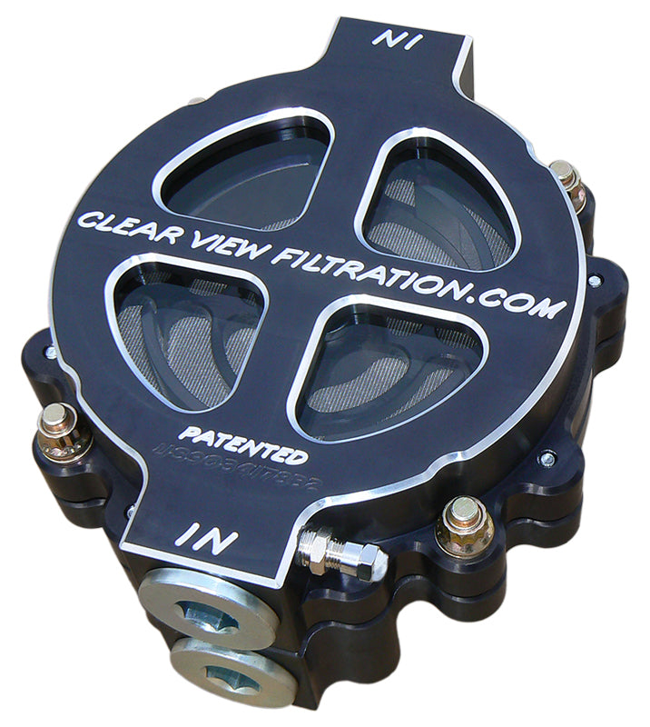 Clear View Filtration CV101-115-B 6" Dry-Sump See Through Oil Filter - Black