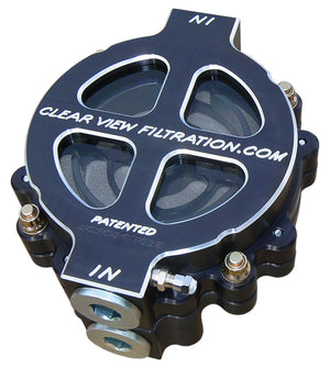 Clear View Filtration CV101-115-B 6" Dry-Sump See Through Oil Filter - Black