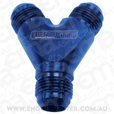 Aeroflow AF930-04-03 Y Block -4AN Out -3AN In Blue 1x -4AN Out 2x -3AN In