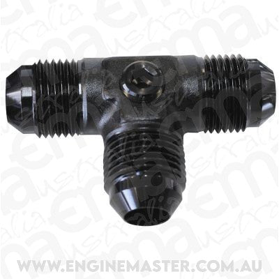 Aeroflow AF824-06PBLK Male Flare Tee -6AN with 1/8" Port Black All Sides Male An