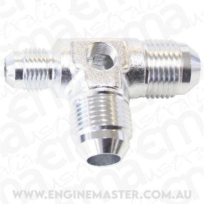 Aeroflow AF824-06-08S Male Flare Tee -8AN x 2 90 Degand 1 x -6AN 1/8 Port 2 Sides