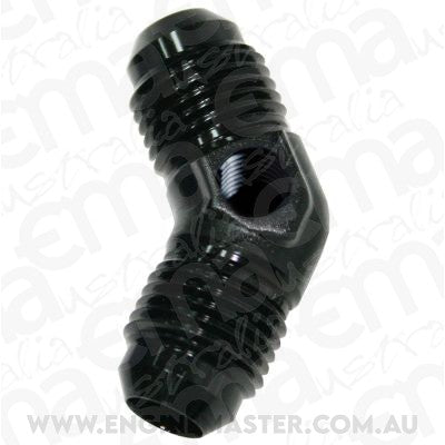Aeroflow AF827-08PBLK Male -8 45 Deg Union with 1/8"Port Black