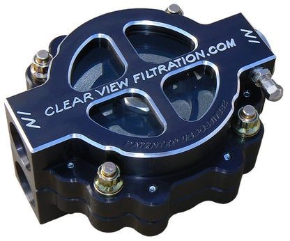 Clear View Filtration CV410-115-B 4" Hi-Flow See Through Oil Filter - Black