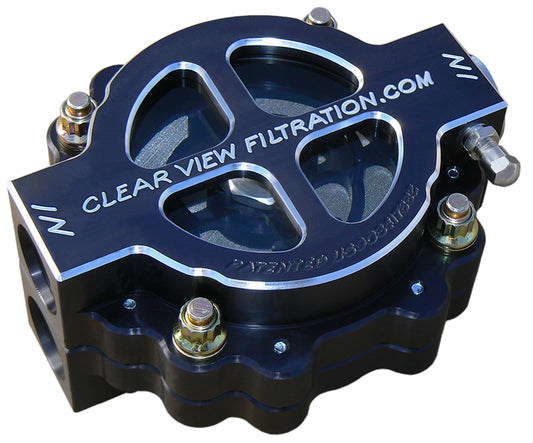 Clear View Filtration CV410-115-B 4" Hi-Flow See Through Oil Filter - Black