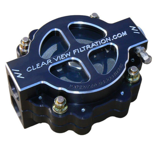 Clear View Filtration CV410-60-B 4" Hi-Flow See Through Oil Filter - Black
