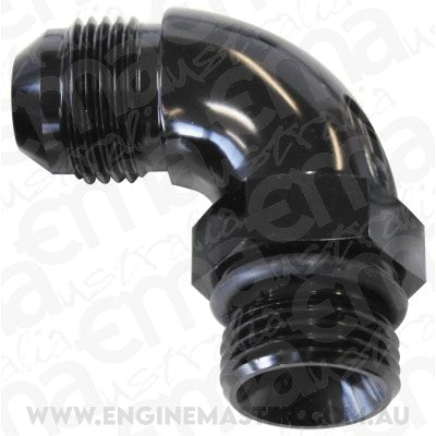 Aeroflow Performance Products AF903-16-20BLK 90 Deg -20ORB to -16AN Complete with Jam Nut & O-Ring Black