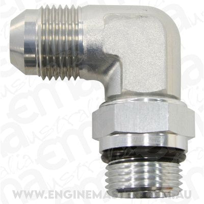 Aeroflow AF949-06-08S Male -8 ORB 90 to -6AN Male Silver Full Swivel