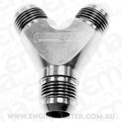 Aeroflow AF930-08-06S Y Block -8AN In -6AN Out Silver 1x -8AN In 2x -6AN Out