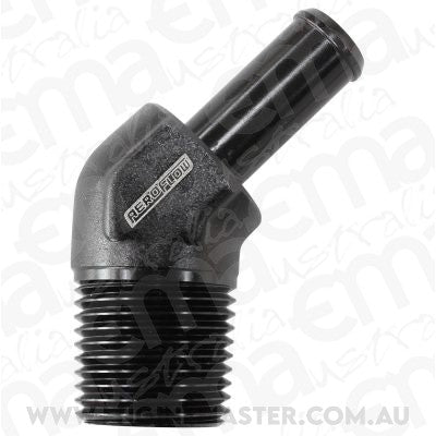 Aeroflow AF845-06-06ANBLK 45 Deg 3/8"NPT to -6 100 / 450Series Braided Hose AN Size
