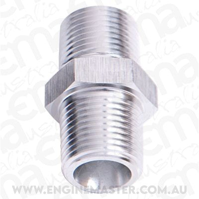 Aeroflow AF911-08S Male Coupler 1/2" NPT Silver Male to Male