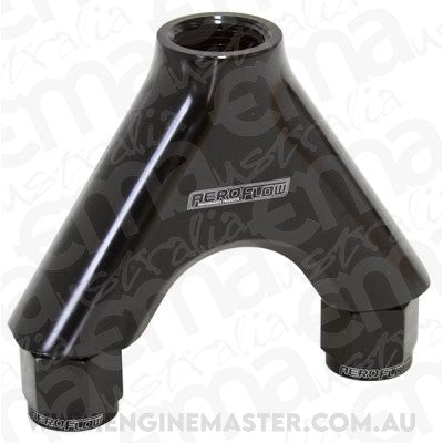 Aeroflow AF939-08-10BLK Billet Y-Piece 2x -8AN Female to 1x -10ORB Black