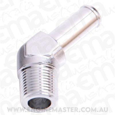 Aeroflow AF845-03-04S 45 Deg 1/8" NPT to 3/16" Barb Silver 45 Deg Male to Male