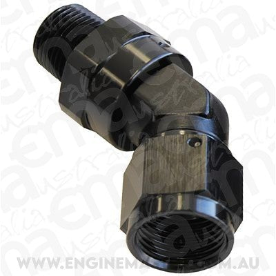 Aeroflow AF919-04-02BLK 45 Deg 1/8" NPT to -4AN Femaleblack Full Swivel Fitting