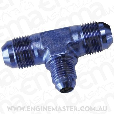 Aeroflow AF831-06-08 Male Flare Tee -8AN with -6AN On The Side Blue