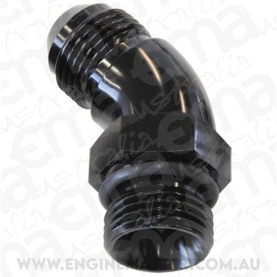 Aeroflow AF902-03BLK 45 Deg -3ORB to -3AN Complete with Jam Nut & O-Ring Black