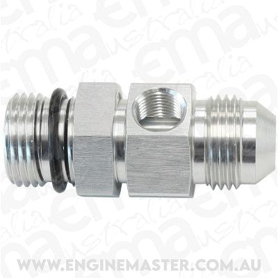 Aeroflow AF904-08S -8ORB to -8AN with 1/8" Port Silver