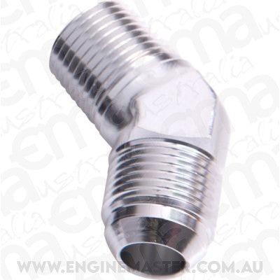 Aeroflow AF823-08S Male 45 Deg 3/8" NPT to -8AN Silver Male NPT to AN 45 Deg