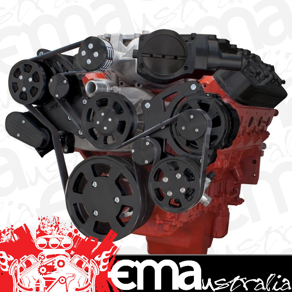 CVF B-LSA-WRAPTOR-AC Stealth Black Chevy LSA and LS9 Serpentine Kit - AC & Power Steering