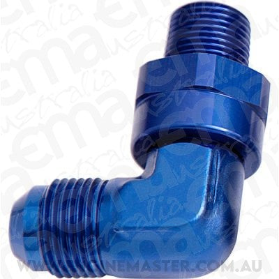 Aeroflow AF922-08-04 90 Deg 1/4" NPT to -8AN Blue Male Swivel Thread
