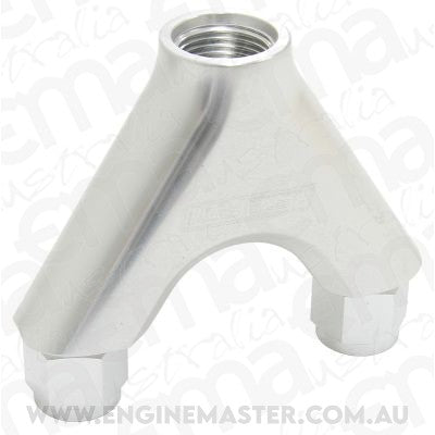 Aeroflow AF939-08-10S Billet Y-Piece 2x -8AN Female to 1x -10ORB Silver