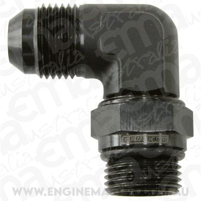 Aeroflow AF949-12BLK Male -12 ORB 90 to -12AN Male Black Full Swivel