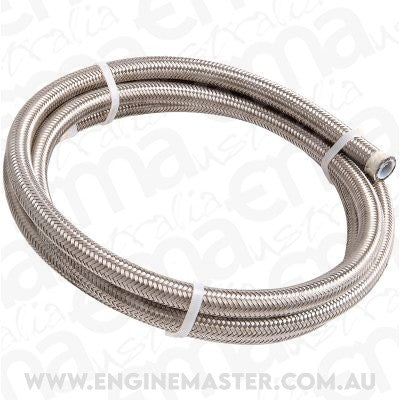 Aeroflow AF800-08-1M #8 Nylon Braided A/C Hose Stainless Outer 1 Meter Length