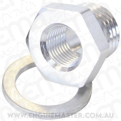Aeroflow AF912-M14-02S M14x1.5 Pipe Reducer to F/Male1/8" NPT Silver