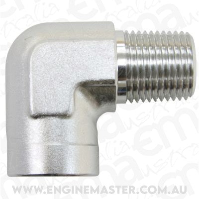 Aeroflow AF914-02S 90 Deg Female - Male Elbow 1/8 NPT Silver