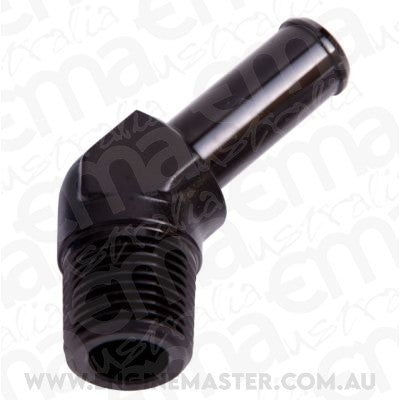 Aeroflow AF845-04BLK 45 Deg 1/8" NPT to 1/4" Barb Black 45 Deg Male to Male